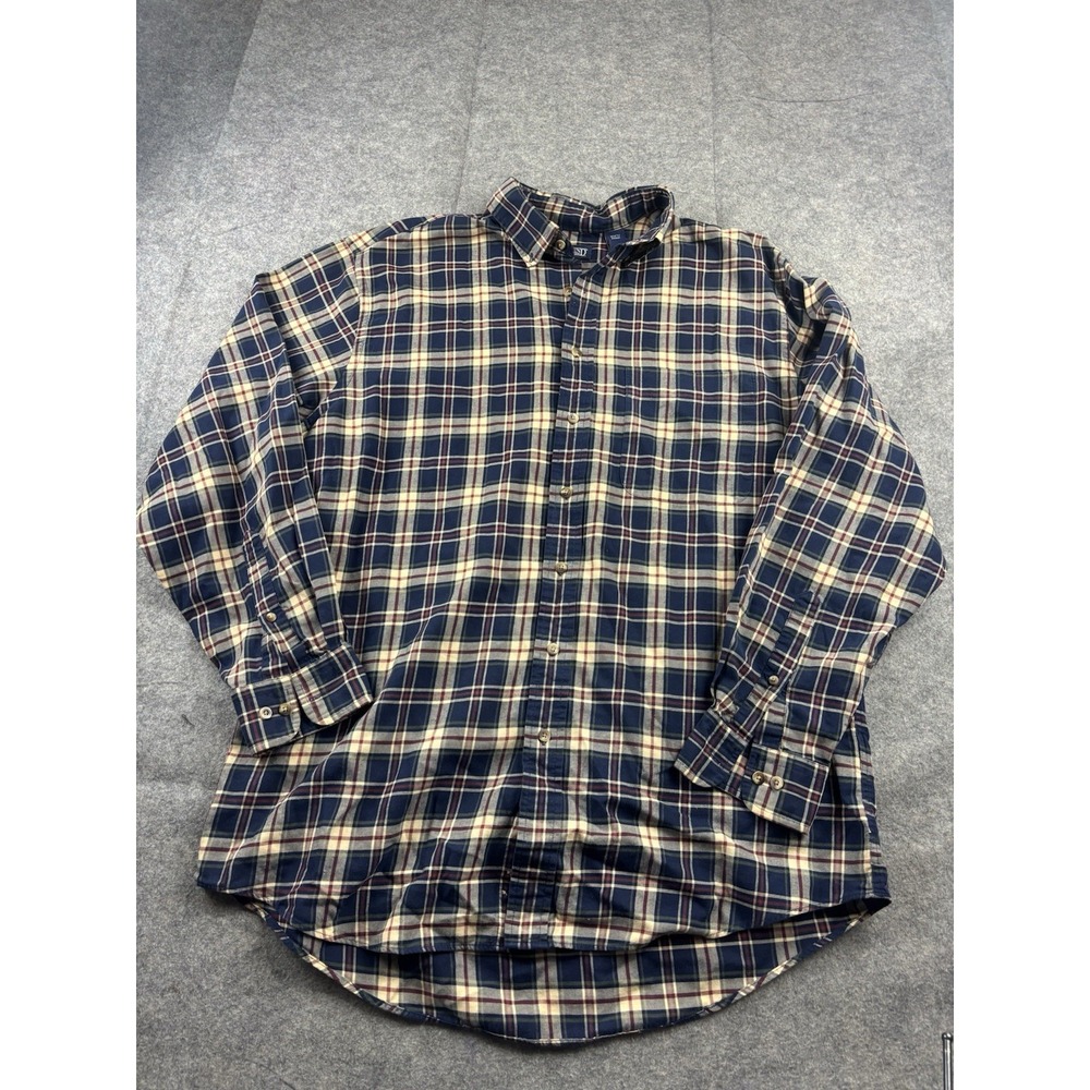 Lands' End Men's L 16-16 1/2 Twill Plaid Classic Fit 100% Cotton Granola Preppy